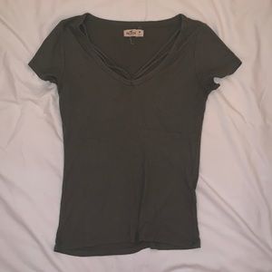 Hollister army green t shirt